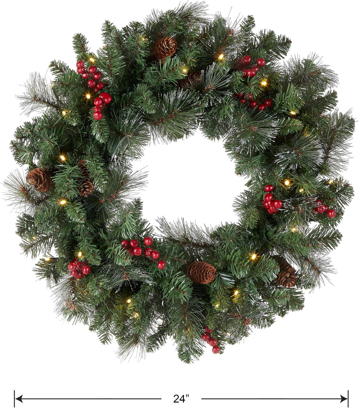 National Tree Company 24in Pre-Lit Crestwood Spruce Christmas Wreath