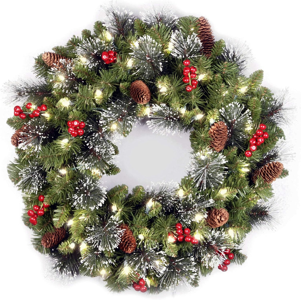 National Tree Company 24in Pre-Lit Crestwood Spruce Christmas Wreath