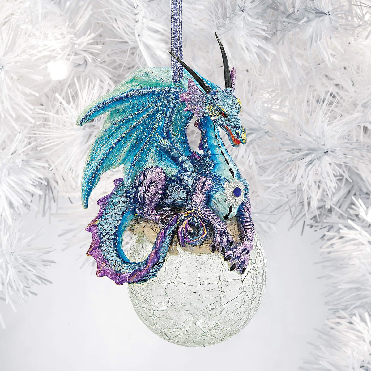 Design Toscano Frost The Gothic Dragon Holiday Ornament Christmas Decor, 5