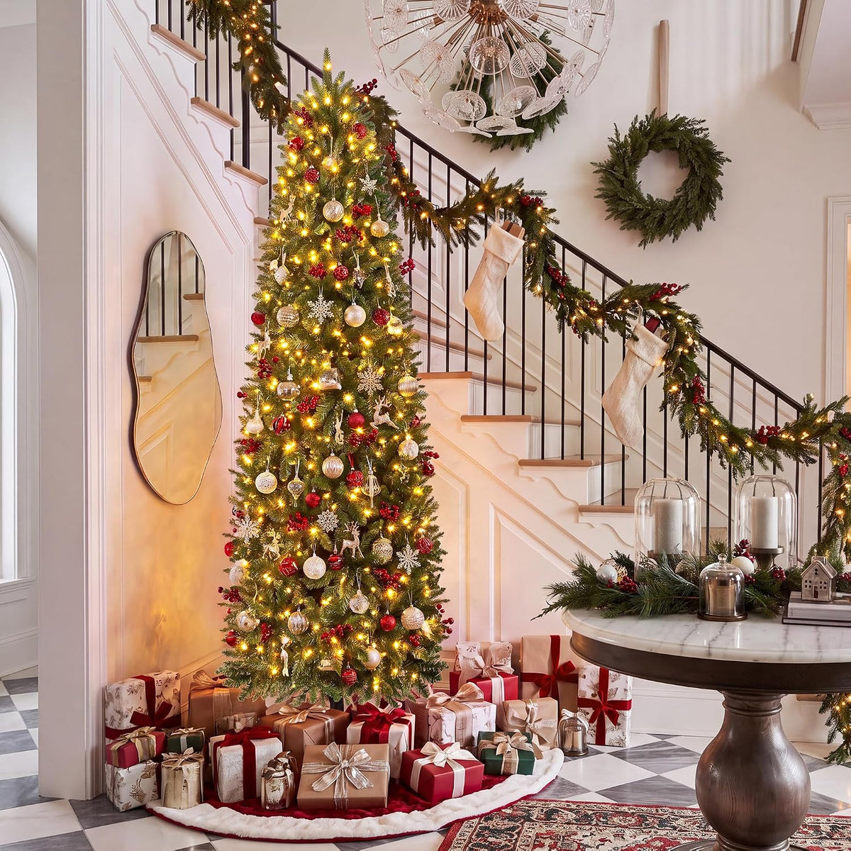 HOLLO STAR 6 ft Prelit Pencil Christmas Tree, RGBW Lights, App Control