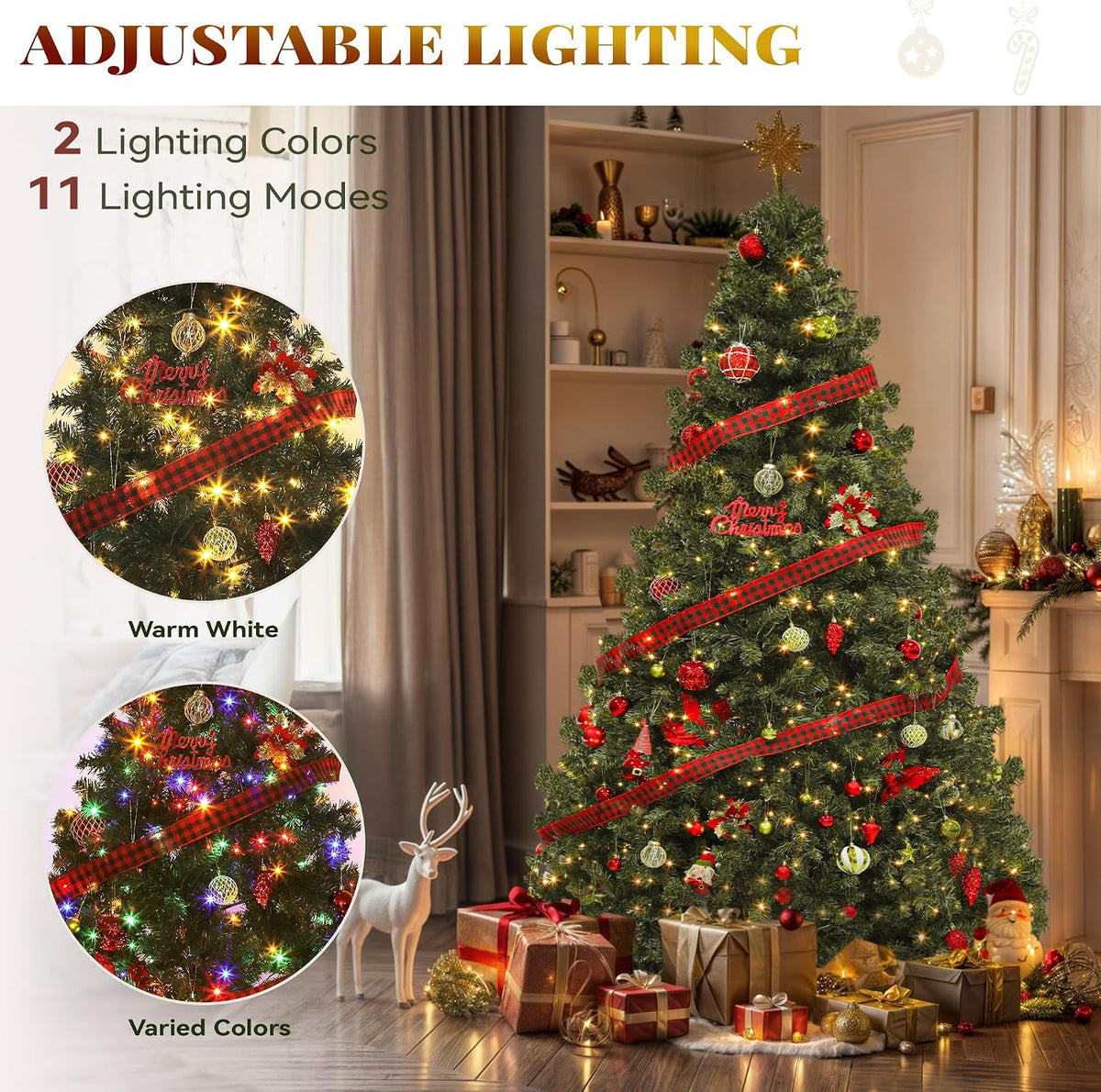 YITAHOME Prelit Green Christmas Tree 7.5ft with Remote