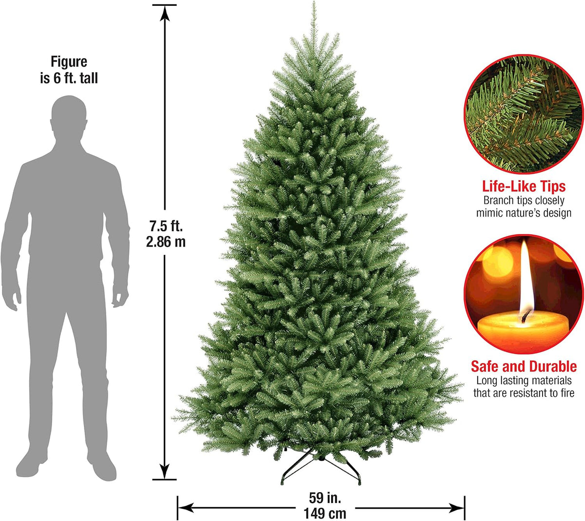 National Tree Company 7.5ft Unlit Dunhill Fir Artificial Christmas Tree