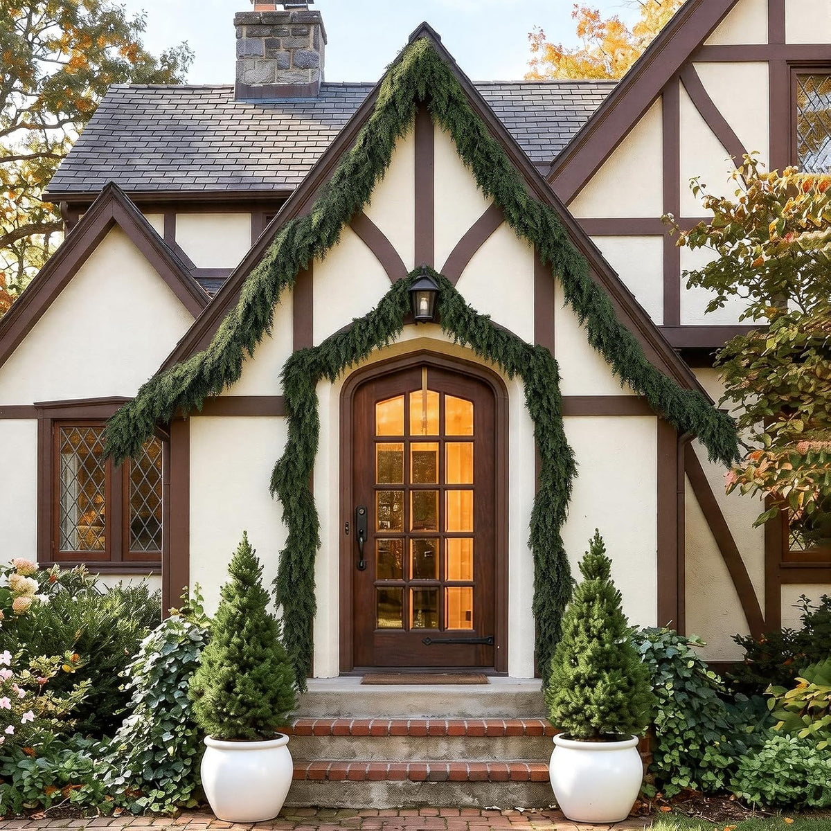 9Ft Christmas Cedar Garland, Real Touch Soft Greenery Christmas Decorations