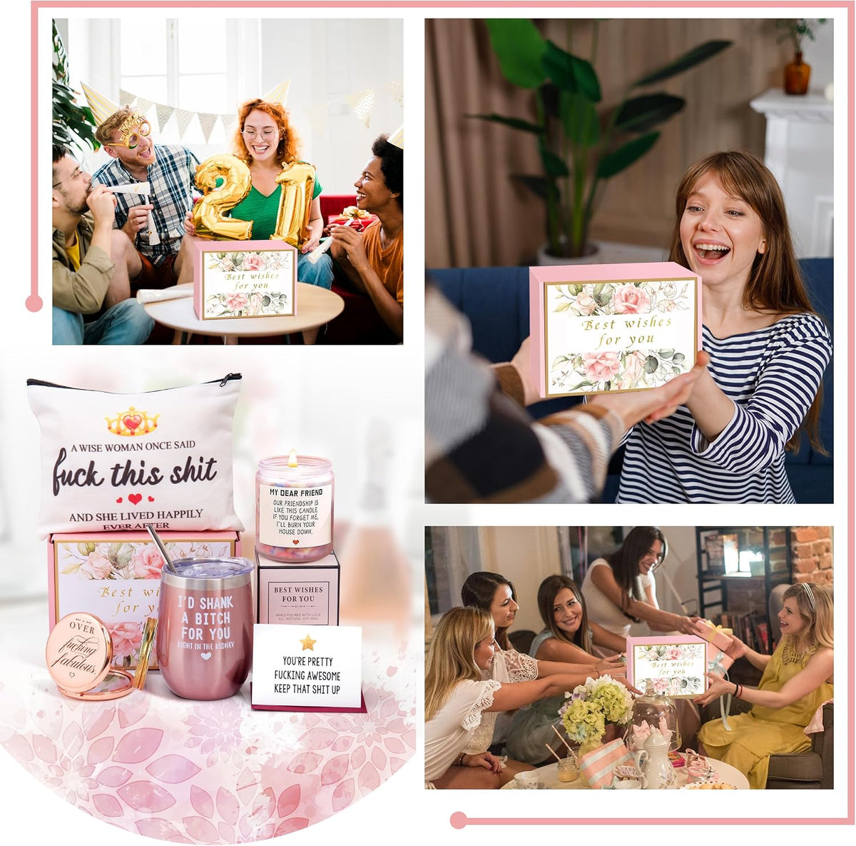 Birthday Gifts for Women Best Friends, Friendship Gifts for Women BFF Female Friends Sister Gift from Sister Lavender Scented Candles Christmas Basket