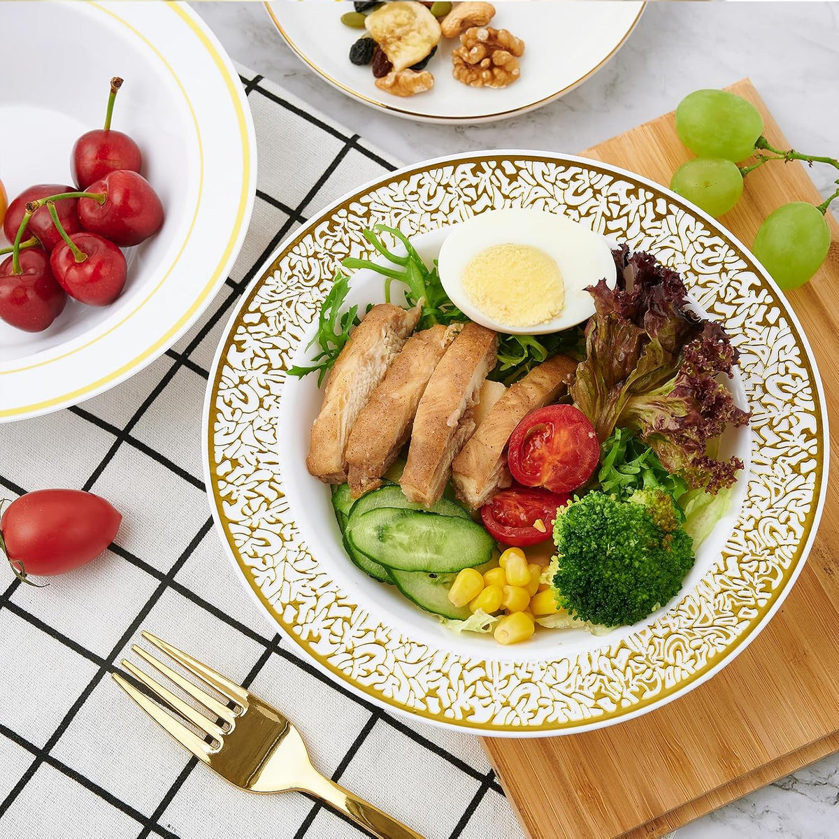 JOLLY PARTY 60PCS Disposable Gold Plastic Dessert Bowls, 12 oz Soup Bowls