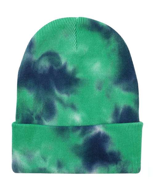 12" Tie-Dyed Cuffed Cotton Beanie by USA Decoration | Soft Knit Hat with Classic Cuff