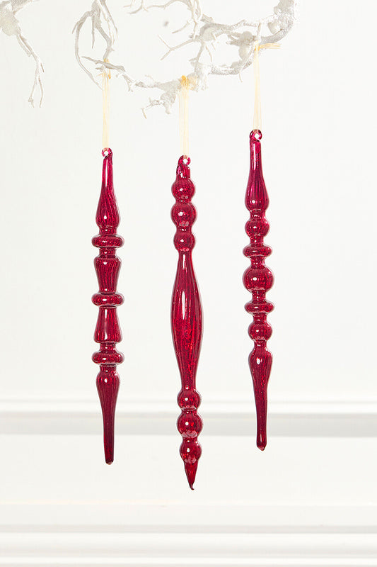 11.5" Glass Red Drop Ornament Christmas Decoration