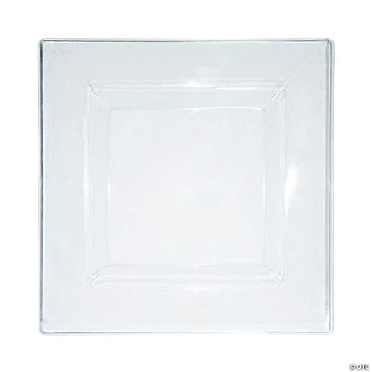 9.5" Clear Square Plastic Dinner Plates (40 Plates) | USA Decoration®