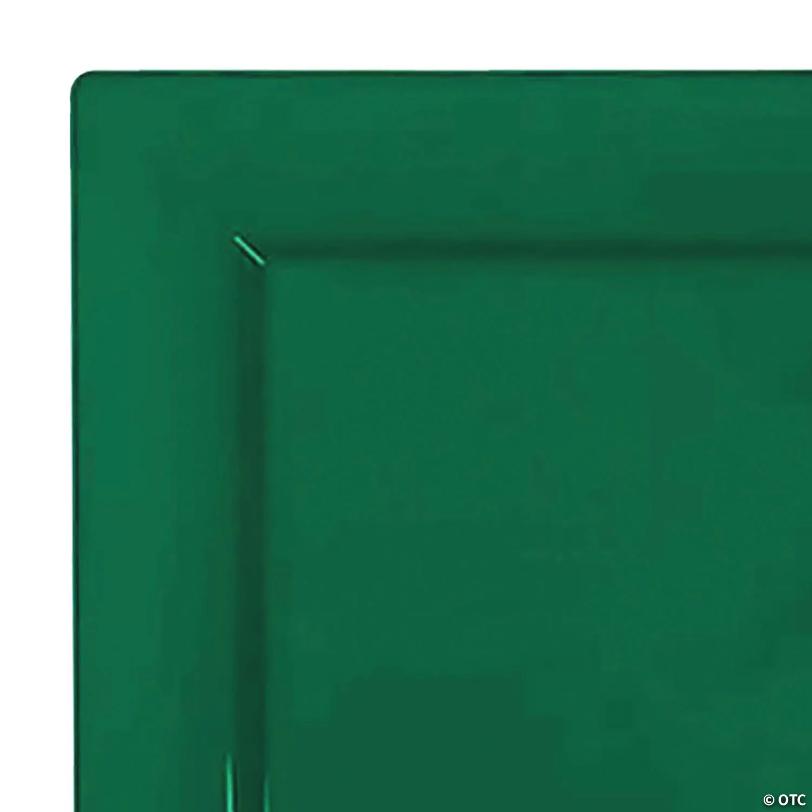 9.5" Hunter Green Square Plastic Dinner Plates (40 Plates) | USA Decoration®