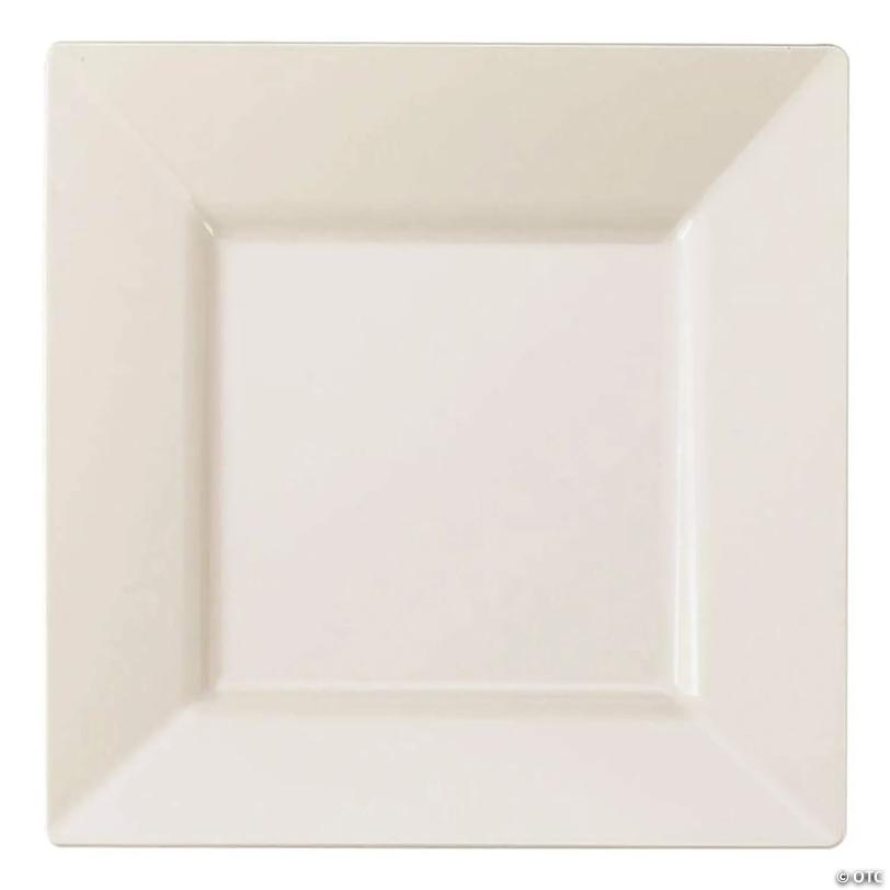 9.5" Ivory Square Plastic Dinner Plates (40 Plates) | USA Decoration®