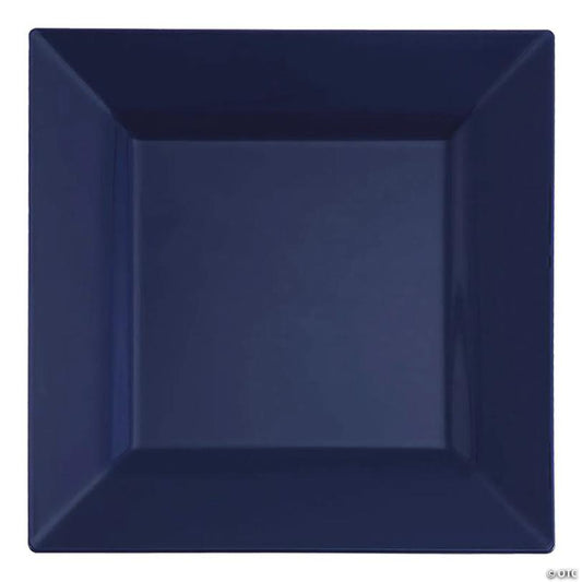 9.5" Midnight Blue Square Plastic Dinner Plates (40 Plates) | USA Decoration®