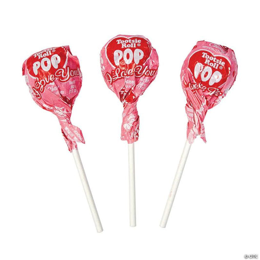 9.6 oz. Valentine's Day Tootsie Roll Pops Cherry Candy - 17 Pc. | USA Decoration®