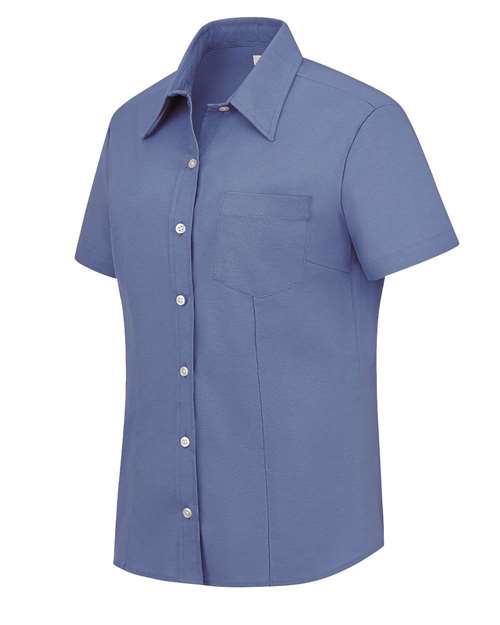 Women's Short Sleeve Stretch Oxford Shirt | USA Decoration