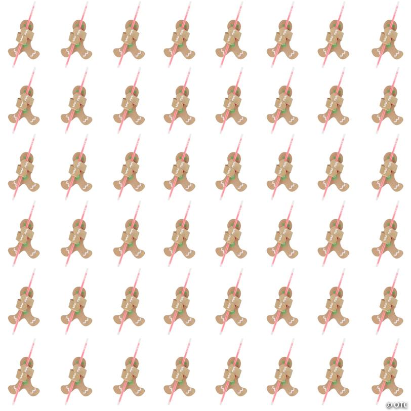98 Pc. 8" Christmas Gingerbread Man Card with Red Glow Bracelet Handout Kit for 48