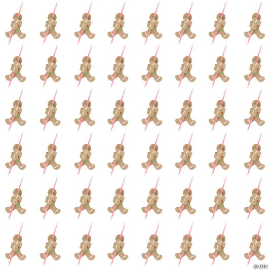 98 Pc. 8" Christmas Gingerbread Man Card with Red Glow Bracelet Handout Kit for 48
