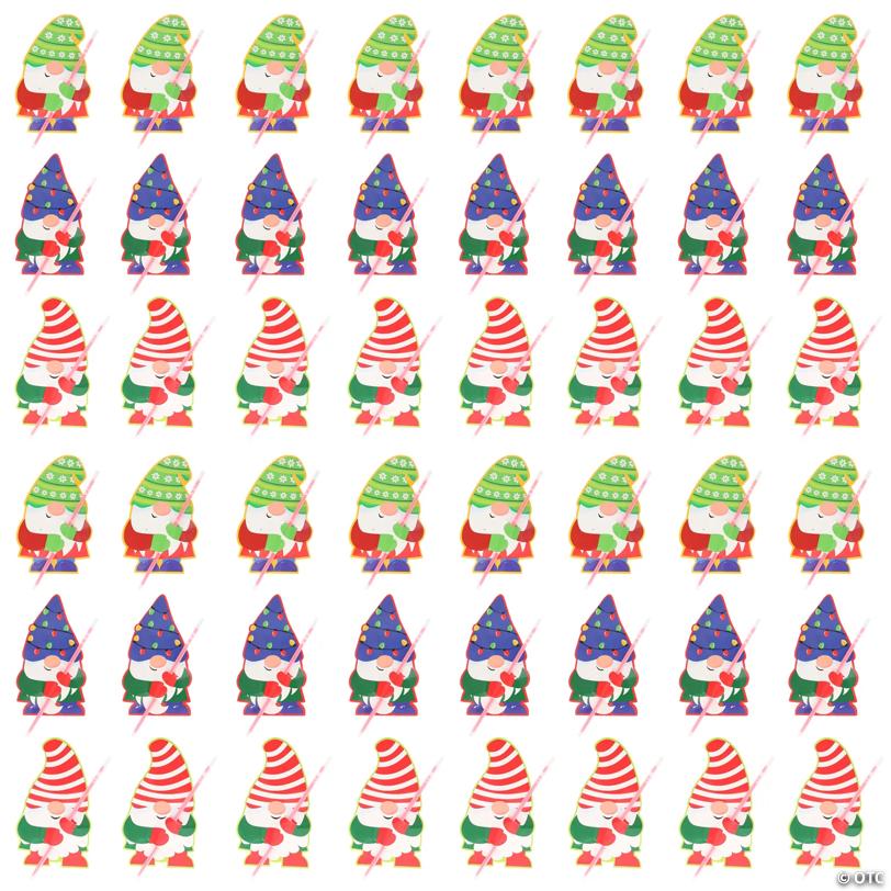98 Pc. 8" Christmas Gnome Card with Red Glow Bracelet Handout Kit for 48