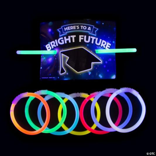 98 Pc. 8" Here’s to a Bright Future Glow Bracelets with Card for 48