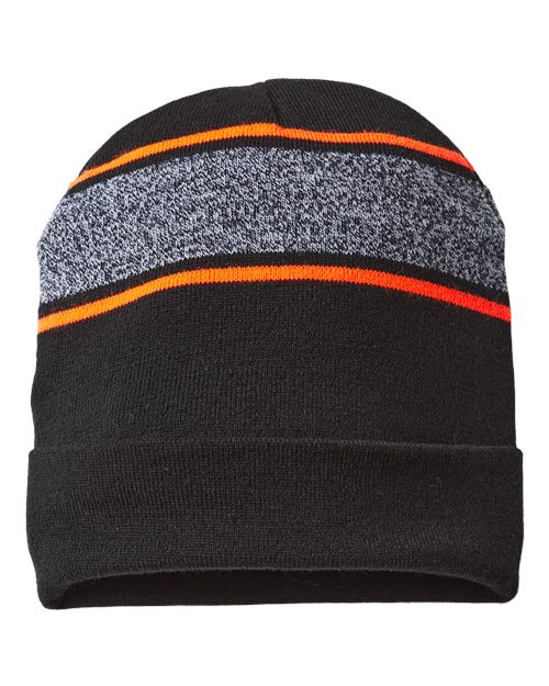 USA-Made Variegated Striped Cuffed Beanie | USA Decoration