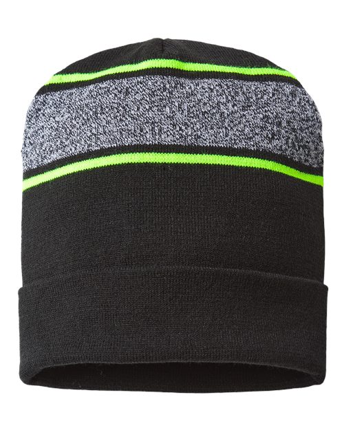 USA-Made Variegated Striped Cuffed Beanie | USA Decoration
