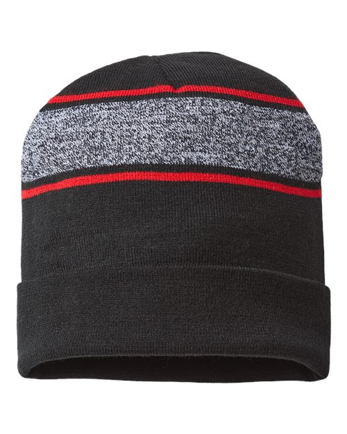 USA-Made Variegated Striped Cuffed Beanie | USA Decoration