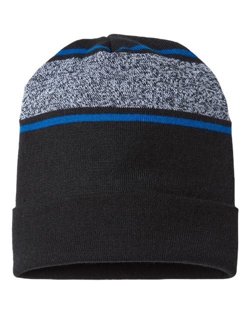 USA-Made Variegated Striped Cuffed Beanie | USA Decoration