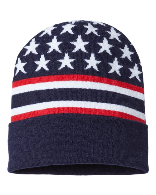 USA-Made Patriotic Cuffed Beanie | USA Decoration