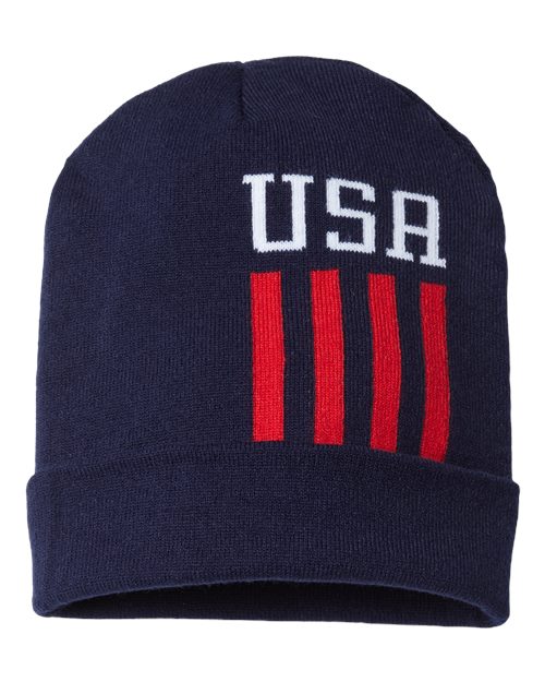 USA-Made Patriotic Cuffed Beanie | USA Decoration