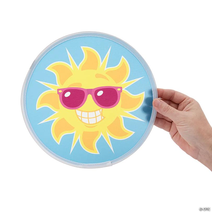 9 1/2" Yellow Sun with Cool Sunglasses Nylon Flying Discs - 12 Pc.