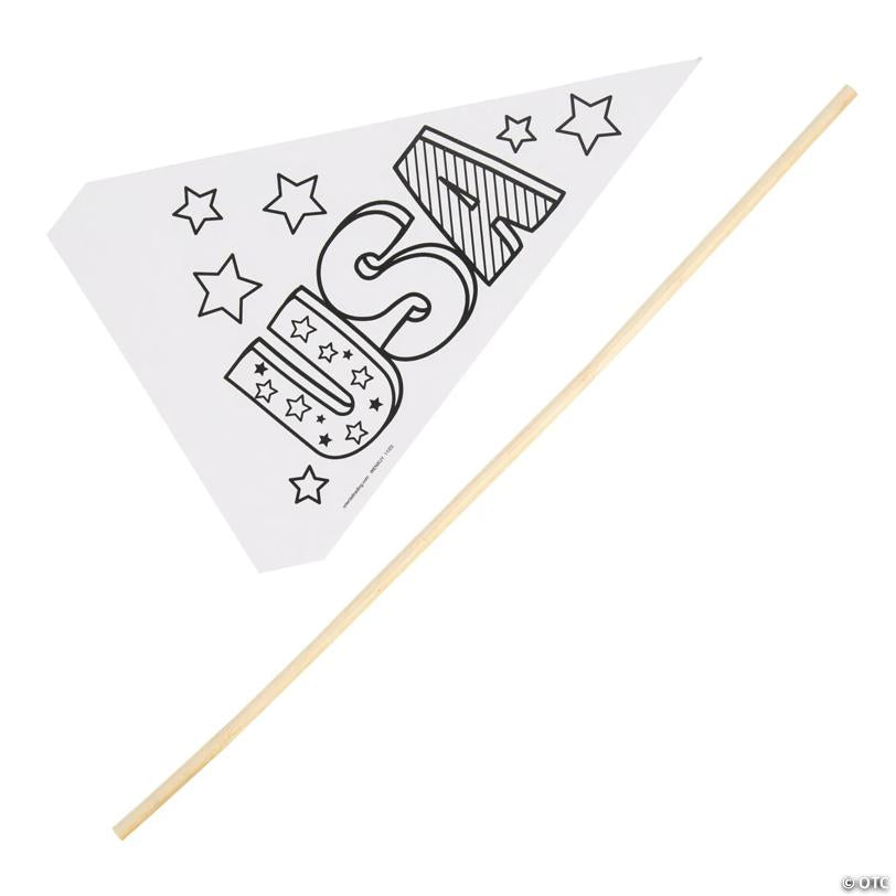9 1/2" x 15" Color Your Own Patriotic Pennant Flags - 24 Pc.