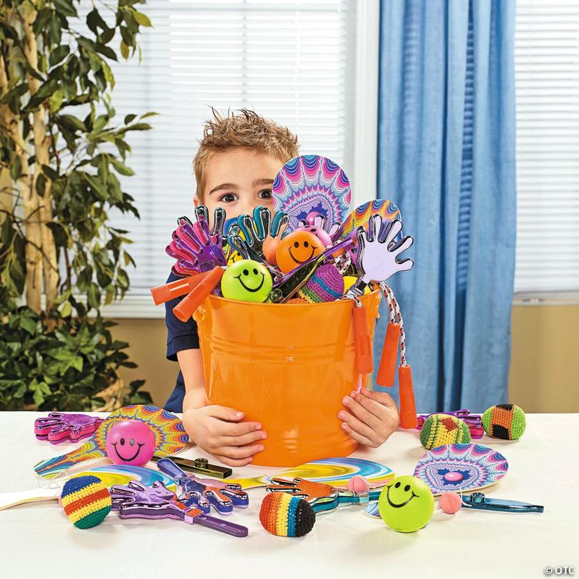 9 1/2" x 8 1/2" Bright Colorful Plastic Bucket Assortment - 4 Pc.