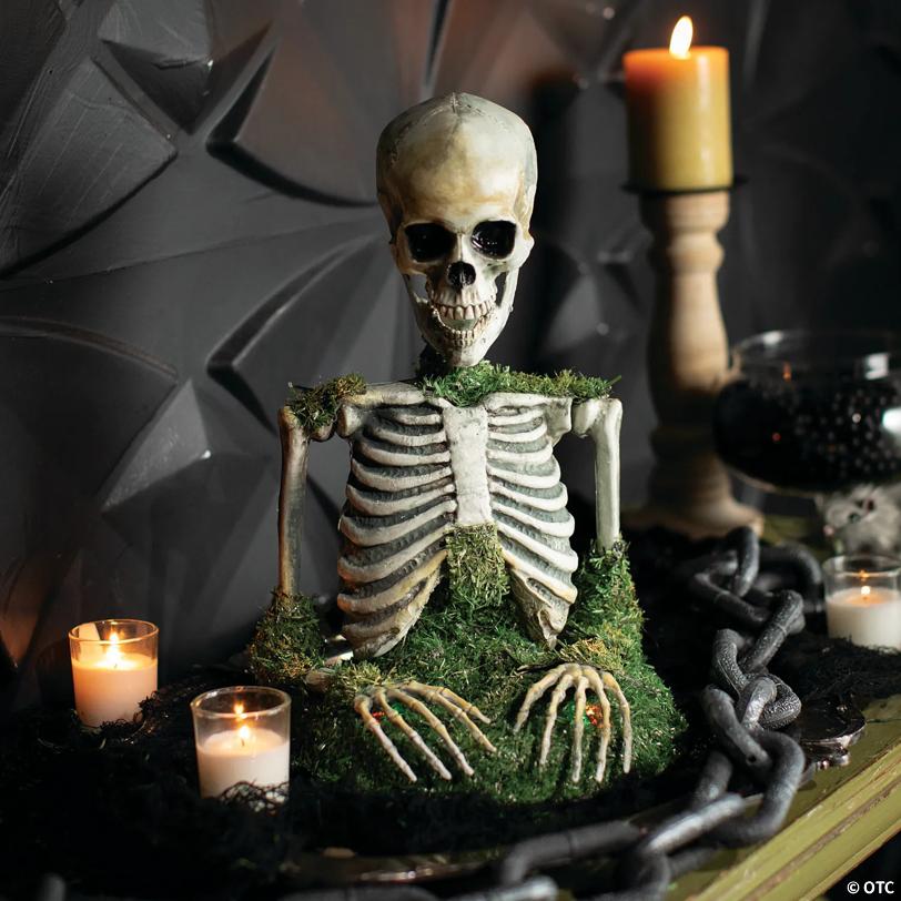 9 3/4" x 14 3/4" Mossy Skeleton Tabletop Animated Prop Halloween Decoration