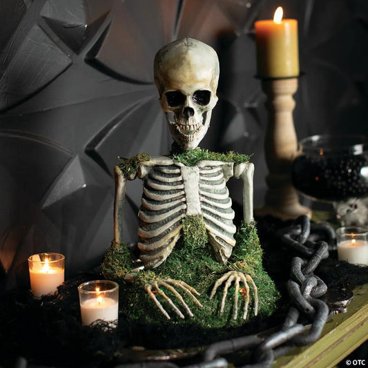 9 3/4" x 14 3/4" Mossy Skeleton Tabletop Animated Prop Halloween Decoration