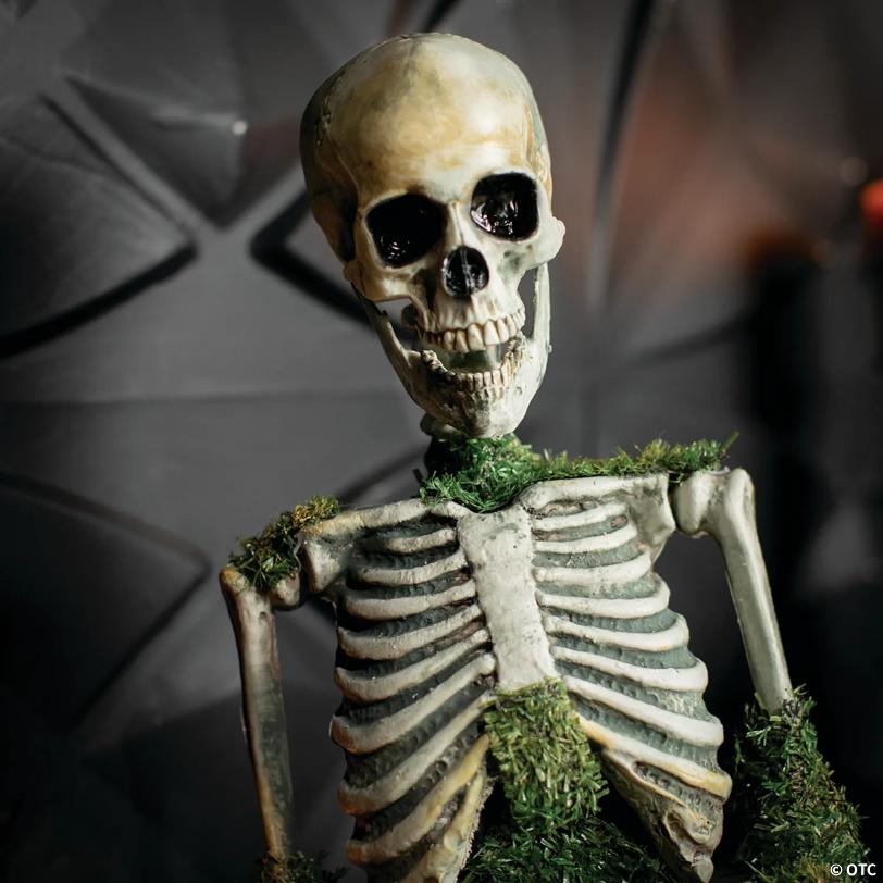 9 3/4" x 14 3/4" Mossy Skeleton Tabletop Animated Prop Halloween Decoration