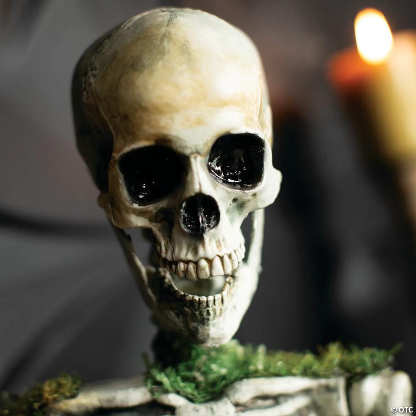 9 3/4" x 14 3/4" Mossy Skeleton Tabletop Animated Prop Halloween Decoration