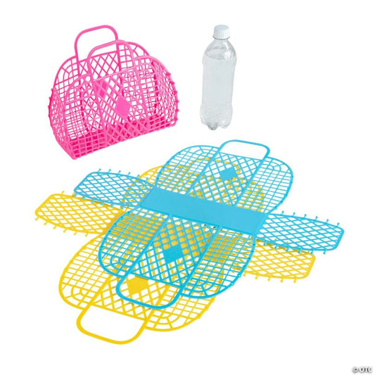 9 3/4" x 4 1/4" x 8 1/2" Medium Jelly Beach Plastic Tote Bags - 6 Pc.