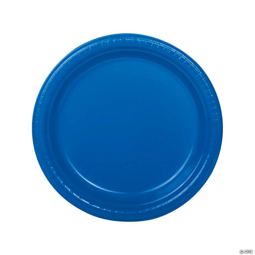 9" Blue Disposable Plastic Dinner Plates - 20 Pieces | USA Decoration®
