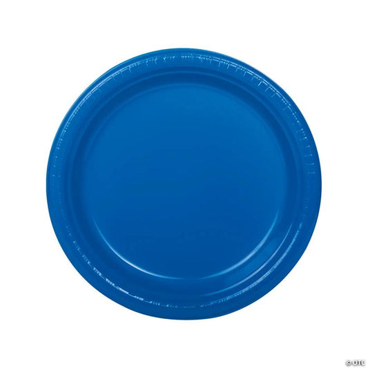 9" Blue Disposable Plastic Dinner Plates - 20 Pieces | USA Decoration®