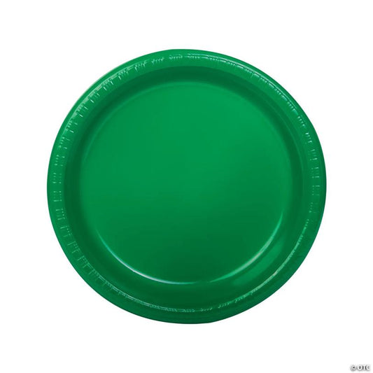 9" Green Disposable Plastic Dinner Plates - 20 Pieces | USA Decoration®