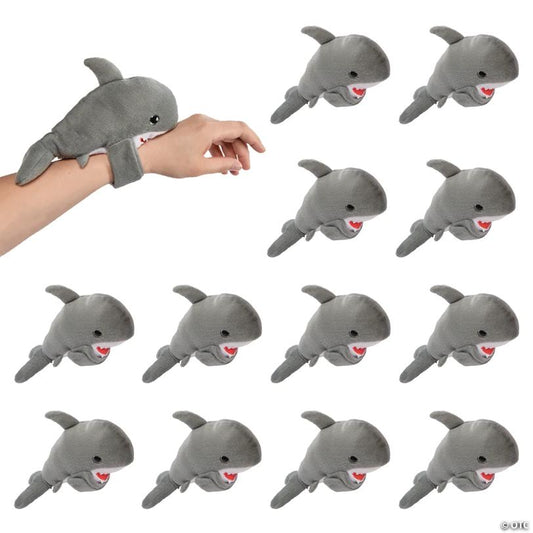9" Hugging Stuffed Great White Shark Slap Bracelets - 12 Pc.
