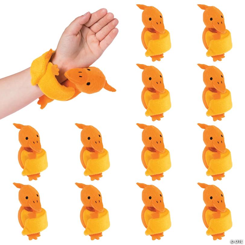 9" Hugging Stuffed Pterodactyl Orange Slap Bracelets - 12 Pc.