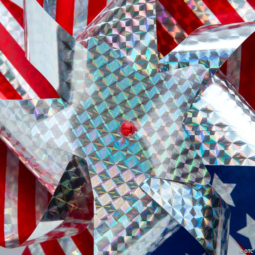 9" Jumbo Patriotic Stars & Stripes Prismatic Plastic Pinwheels – 12 Pc.