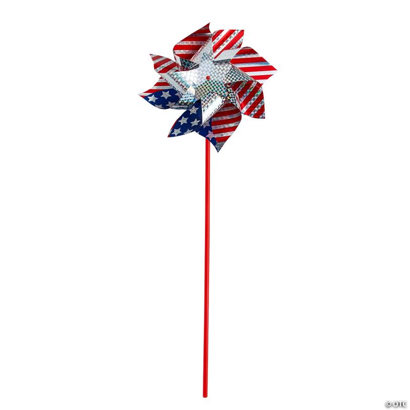 9" Jumbo Patriotic Stars & Stripes Prismatic Plastic Pinwheels – 12 Pc.