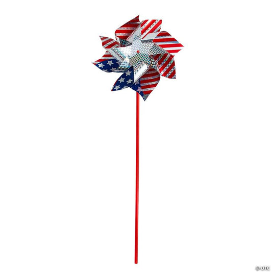 9" Jumbo Patriotic Stars & Stripes Prismatic Plastic Pinwheels – 12 Pc.
