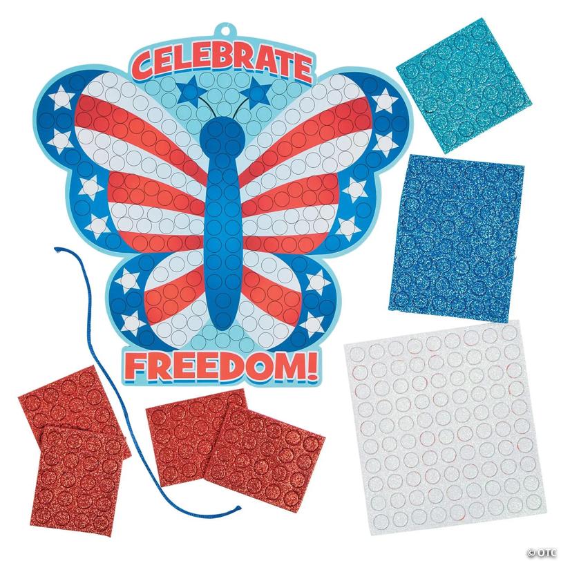 9" Patriotic Butterfly Glitter Mosaic Sign Craft Kit- Makes 12