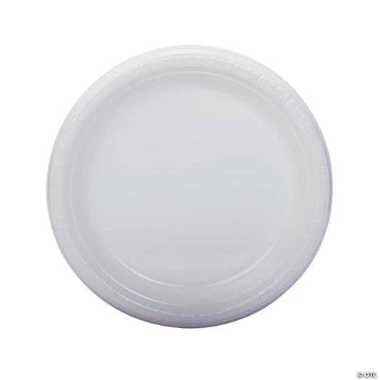 9" White Disposable Plastic Dinner Plates - 20 Pieces | USA Decoration®