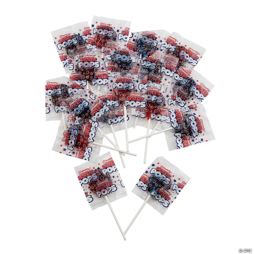 9 oz. Charms Patriotic Cherry & Blue RazzBerry Sweet Pops - 16 Pc.