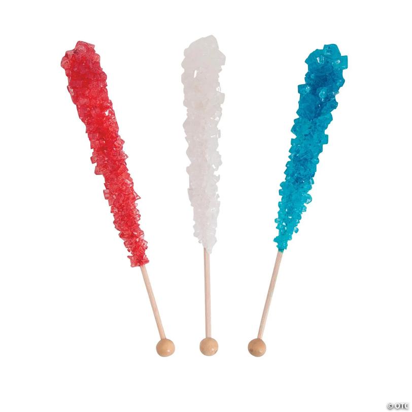 9 oz. Patriotic Fruit-Flavored Rock Candy Lollipops - 12 Pc.