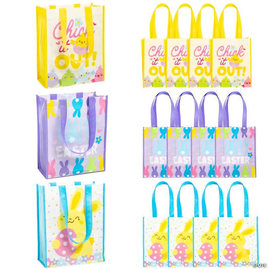 9" x 11" Medium Easter Whimsy Laminated Nonwoven Shopper Tote Bags – 12 Pc.