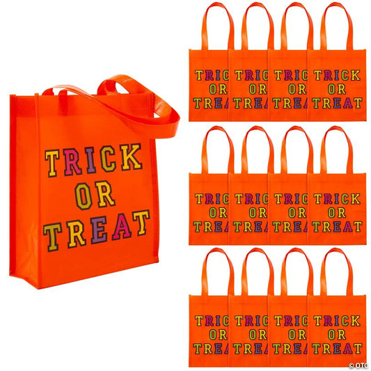 9" x 11" Medium Halloween Trick-or-Treat Laminated Shopper Tote Bags - 12 Pc.