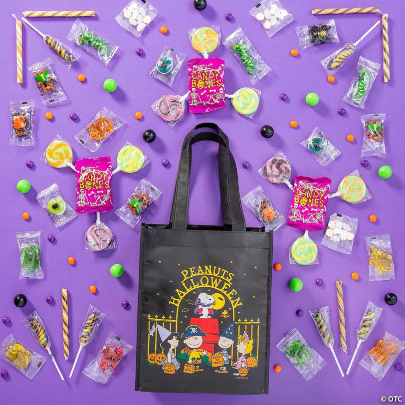9" x 11" Medium Peanuts Snoopy Halloween Laminated Trick or Treat Shopper Tote Bags - 12 Pc.